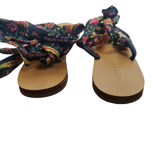 NEW J CREW Womens Wrap Around Lace Up Sandals Size 6.5 Black Paisley Gladiator - Picture 7 of 7